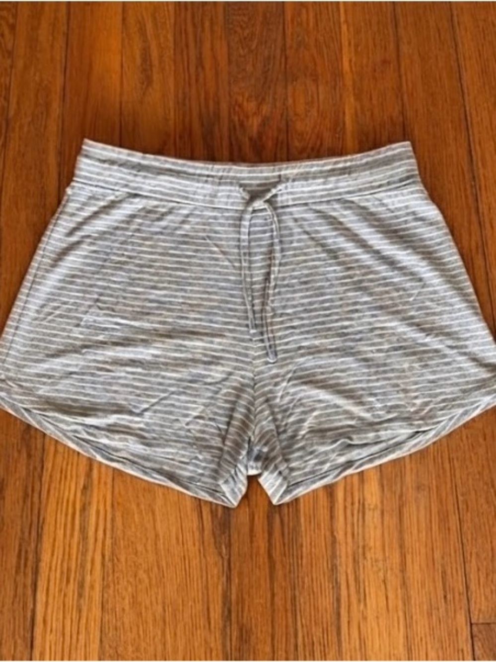 Ambrielle Light Gray Striped Lounge Shorts
